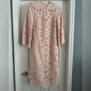 Zimmermann Elegant Pink and Cream Long Sleeve Dress